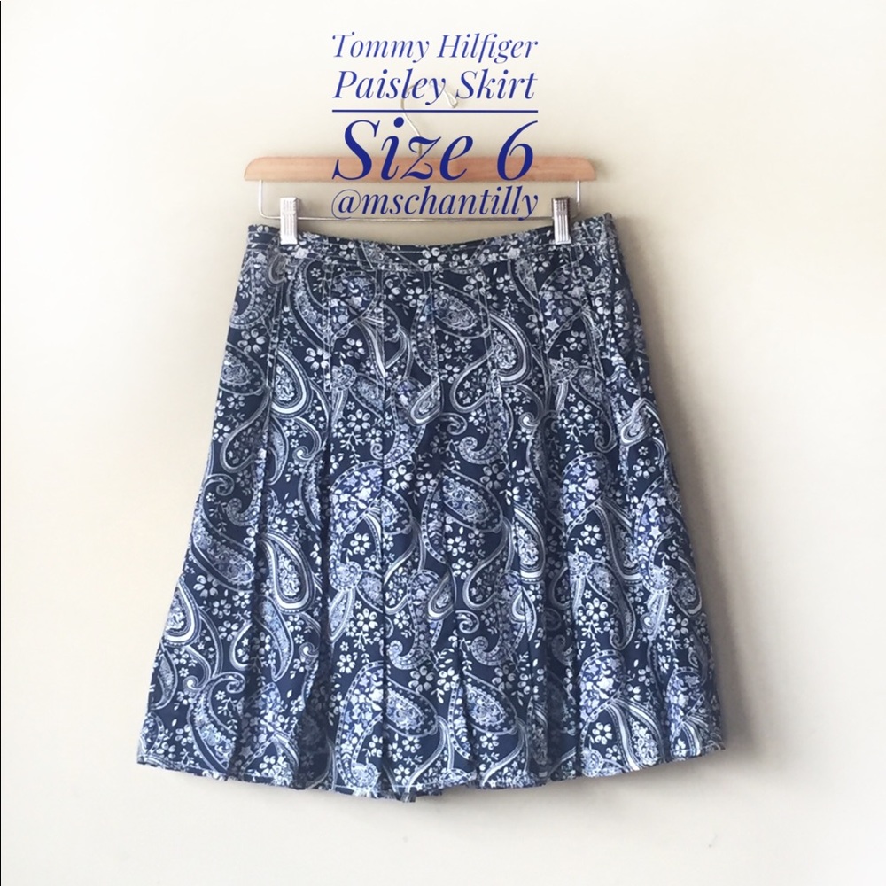 Tommy Hilfiger Blue Paisley A Line Skirt Size 6